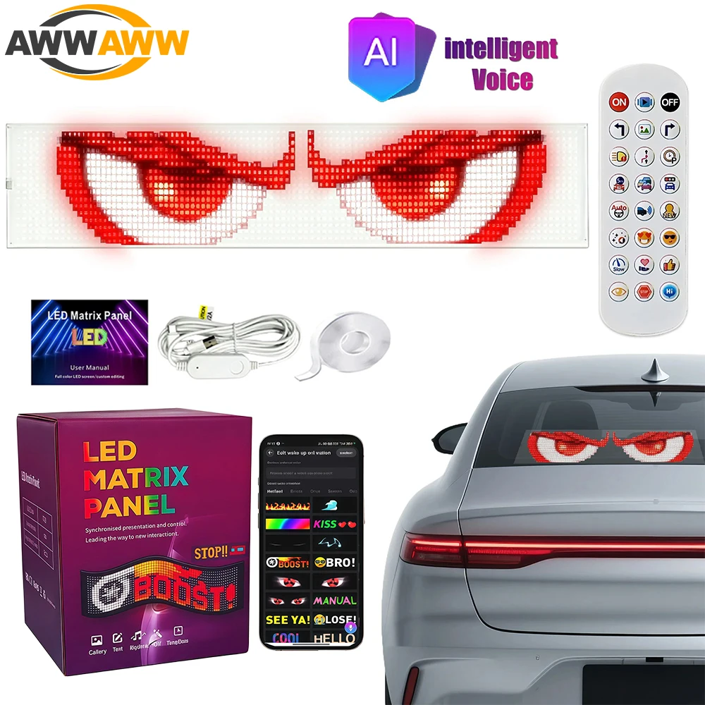 Devil Eyes Light for Windshield, DIY LED Signs with APP & Remote Control - 5V USB Digital Lighting Display, LED Lights for Cars