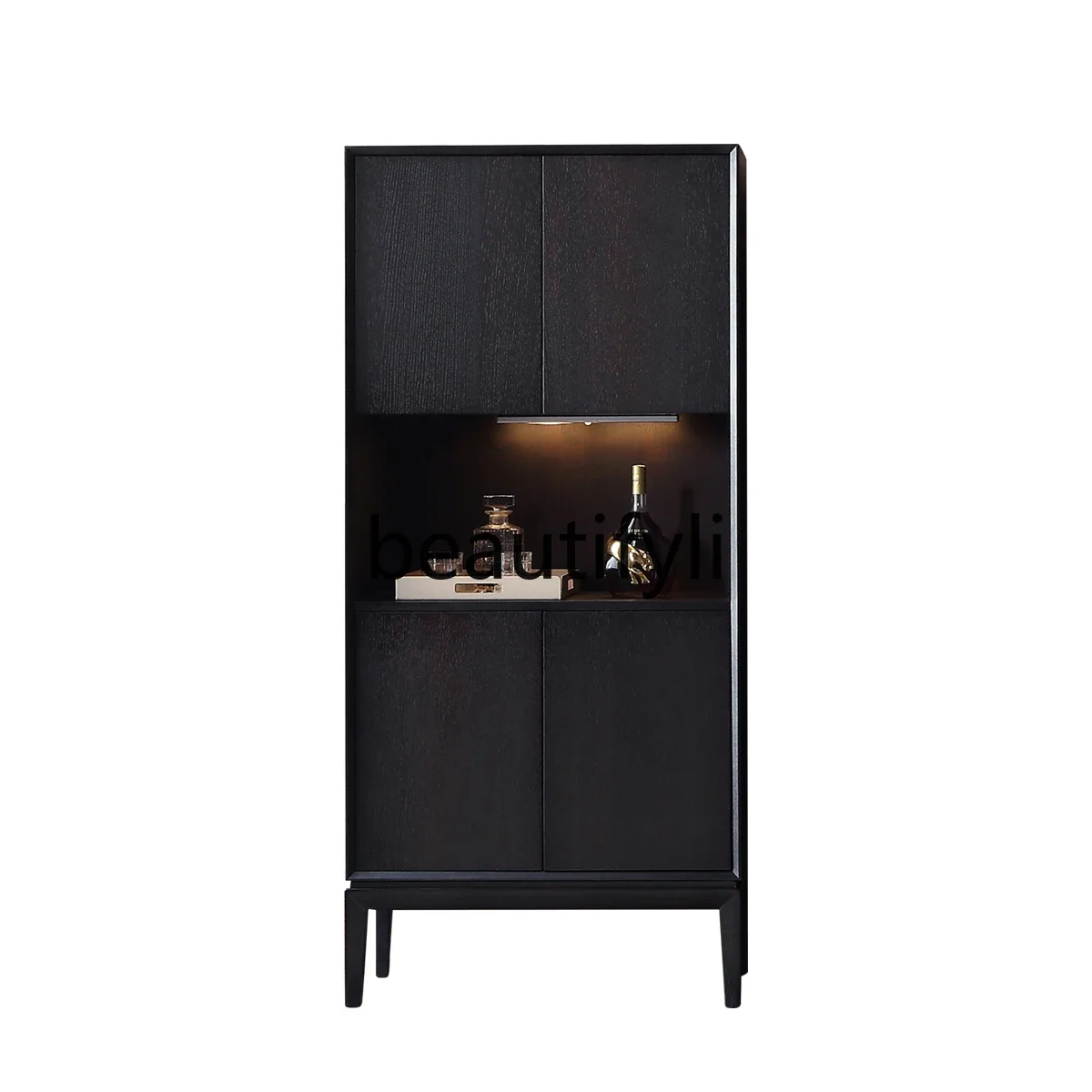 

Italian minimalist living room storage side cabinet, modern new Chinese solid wood decorative wine cabinet