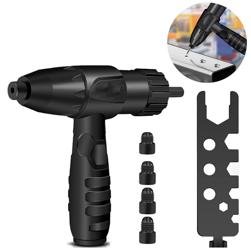 Electric Cordless Rivet Gun Adapter Kit, Rebitador para rebites roscados, Cabeça Changer Automática, Ferramenta Elétrica de Mão, Core Pull