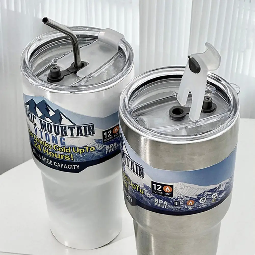 Ice Cup with Straw Capacity Stainless Steel Insulation Tumbler with Straw for Hot Drinks Office Outdoor Car Coffee Cup 900ml Ice