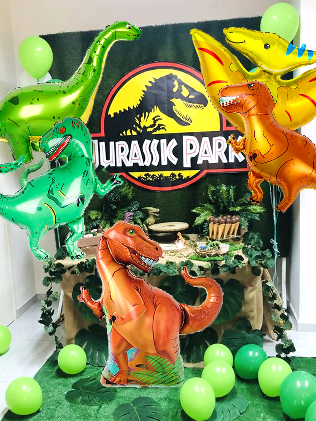5 Stück/Set Dinosaurier-Folienballons für Dinosaurier-Themen-Geburtstagsfeiern, Jungendliche Dschungel-Dinosaurier-Themen- und Jurassic-Themen-Partydekoration – Detail 5