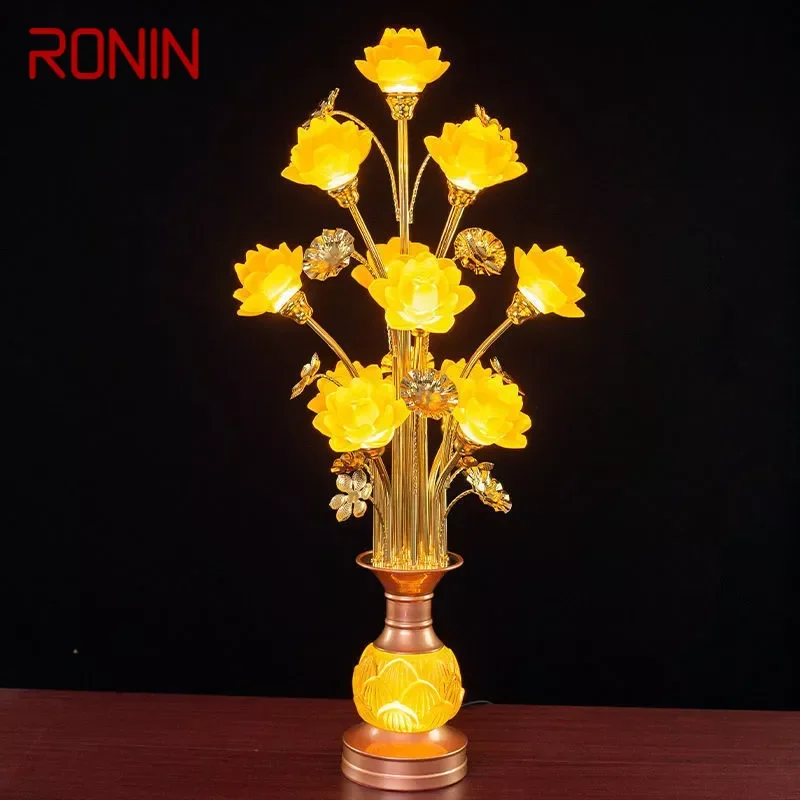 RONIN Colored LED Lotus Table Lamp For Buddha Lamp Household Buddha Hall Lamp Glass Lamp Temple Worship Buddha Front Lamp