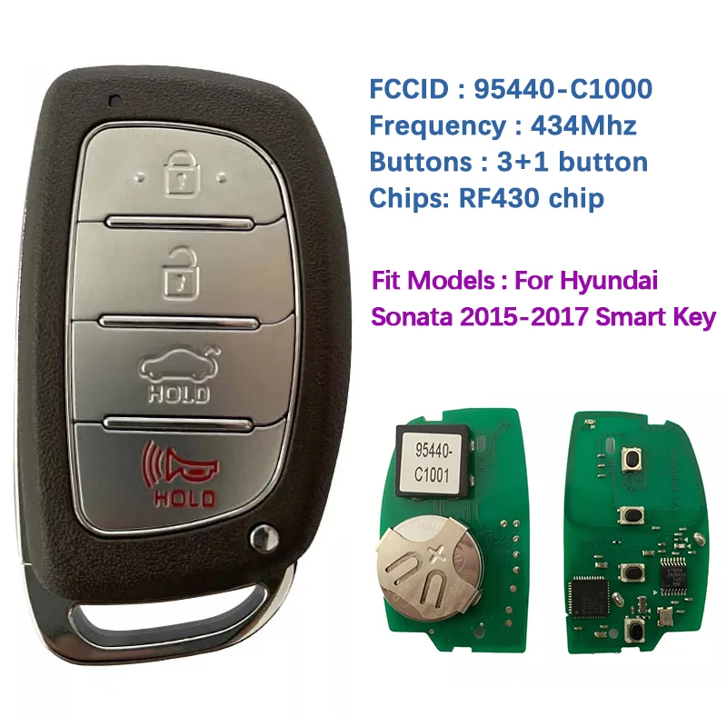 CN020146 klucz Aftermarket 95440-C1000 do sonaty Hyundai 2015-2017 bezkluczykowy Smart Auto pilot 8A Chip 433MHz FCCID: CQOFD00120