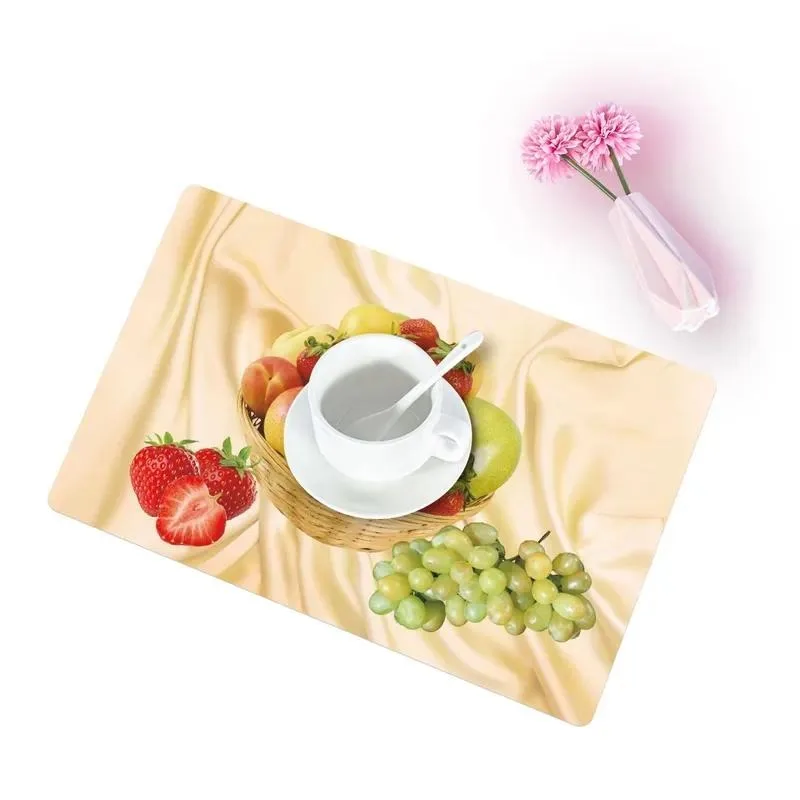 Restaurant or kitchen custom flower independent table mat polypropylene heat-resistant nonwoven plastic placemat set