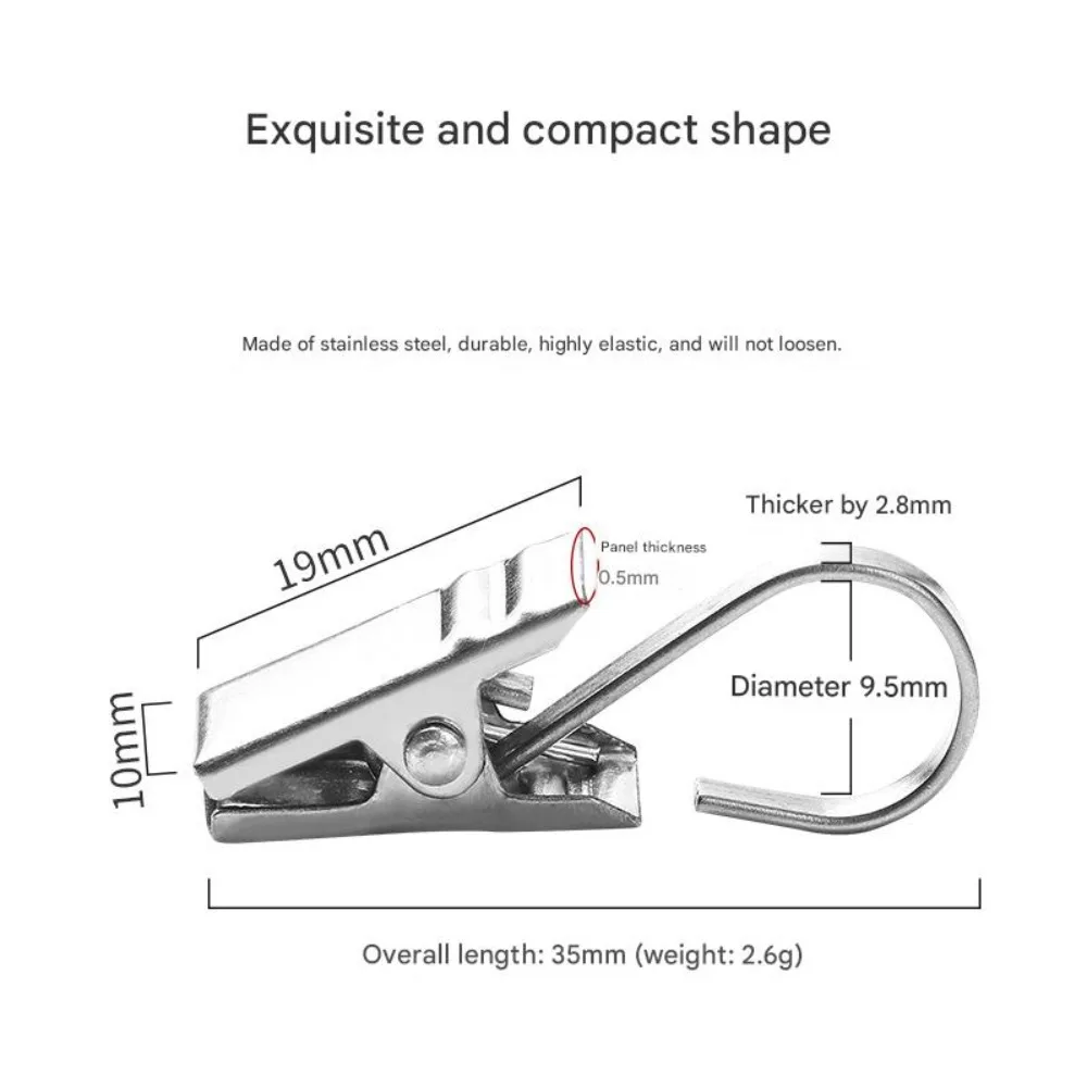 500 Pack Curtain Clips for Hanging Curtain Hooks Stainless Steel Curtain Hooks with Clips Small Hooks Clips for Camper Awning