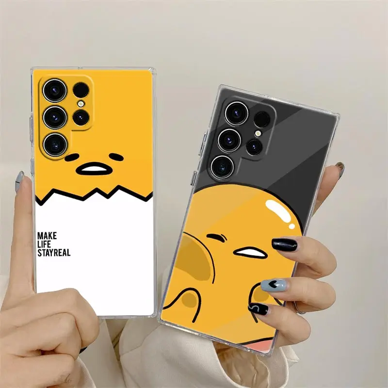 Legrační gudetama žlutý vejce telefon pouzdro pro Samsung galaxy S24FE S25 S23 S21 uitra S20 s24 fehu s22 S25 plus A35 A55 pouzdro průhledný zakrýt