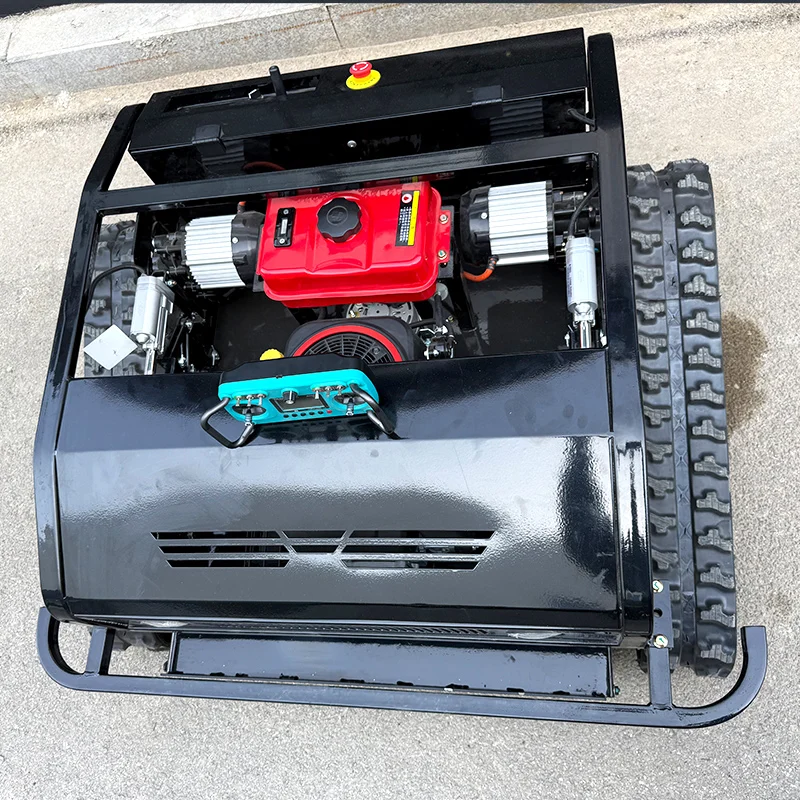 맞춤형 크롤러형 원격 제어 잔디 깎는 로봇 농장 정원 전지형 자주식 잔디 깎는 기계