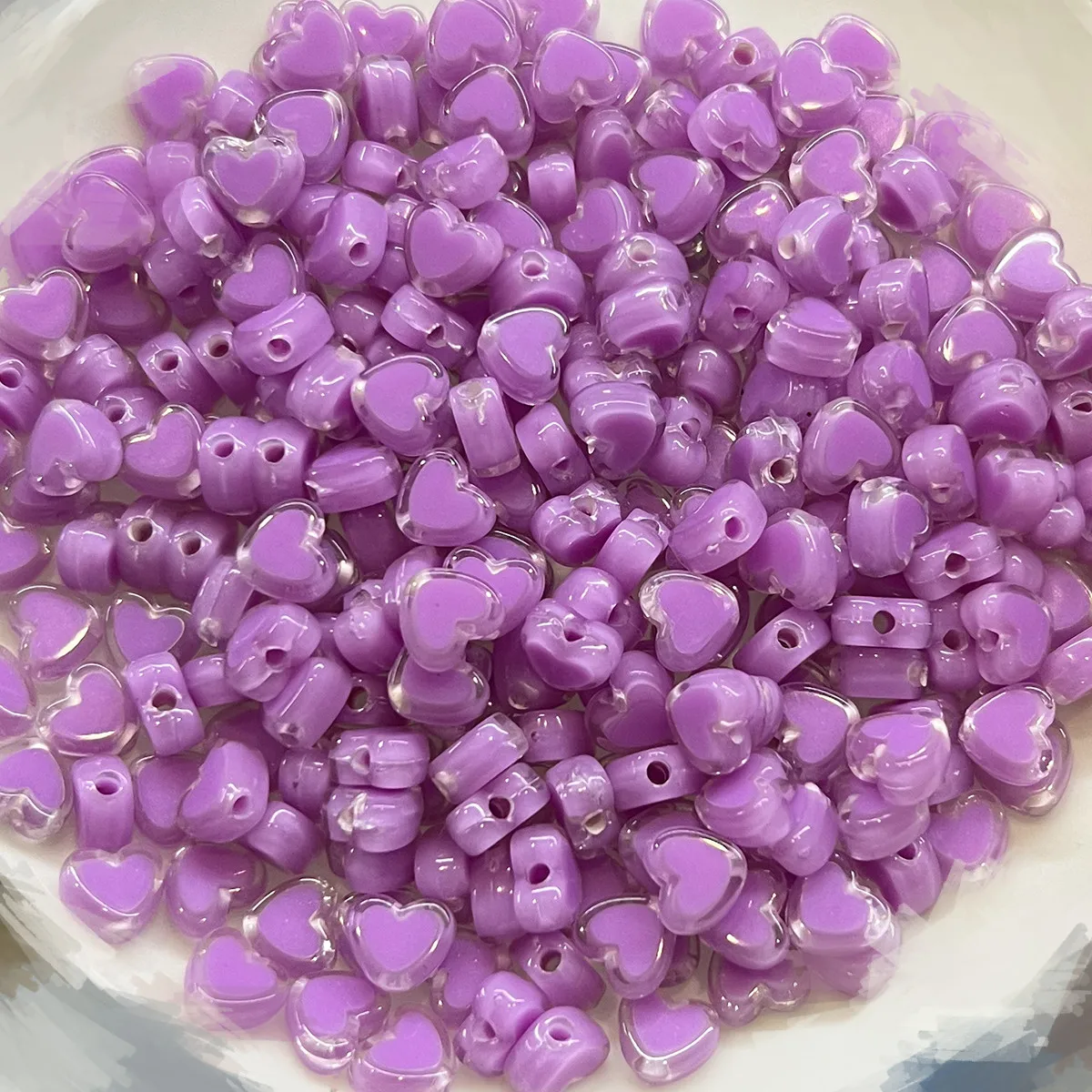 8 mm, 188 Stück, 8 Farben, lila und gemischte pfirsichfarbene Herzperlen für die Herstellung von DIY-Handarbeiten, Kleinunternehmensbedarf – Detail 3