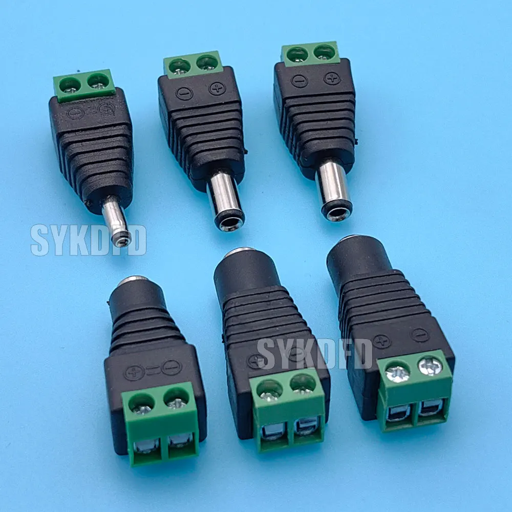 10Pcs DC 12V Male Female Connectors 3.5x1.35/5.5x2.1/5.5x2.5mm Power Plug Adapter Jacks Sockets Connector For Signal CCTV Camera