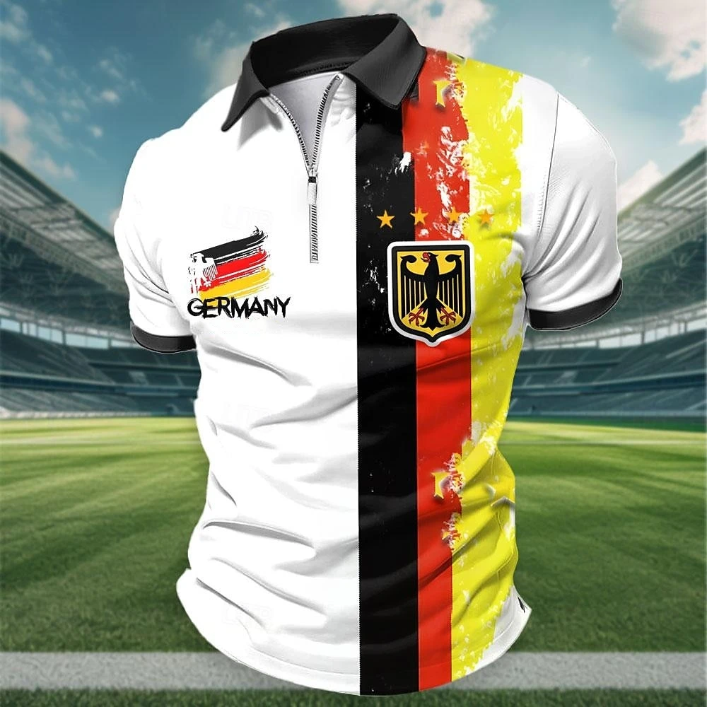 German Flag Print Polo Shirt For Men 3d Print Short Sleeve T-Shirt Street Fashion Man Clothing Loose Oversized Golf Sport Shirts