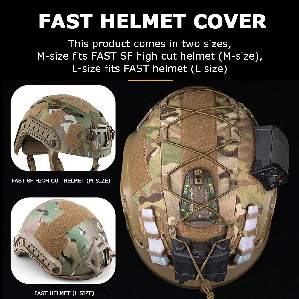 Tactical FAST Helmet Cover Paintball Helmet Covers for MH PJ BJ OPS-Core Fast Helmet Elastic Cord Helmet Light Cycling Helmet