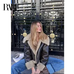 RARF The spot 2024 Autumn winter new women's thickened warm double-sided short jacket Women's brown coat