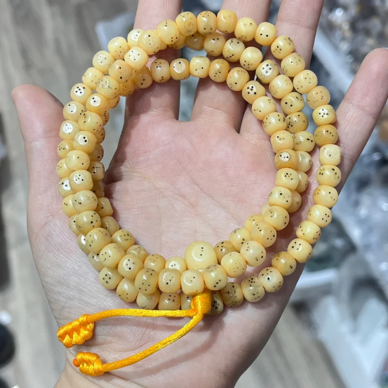 

Natural Chicken Oil Yellow Bone Multi-Circle Bracelet Dice Necklace 108 Beads Jewelry