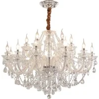 French Crystal E14 Chandelier Living Room White Glass
