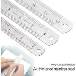 Stainless Steel Double Side Straight Ruler Centimeter Inches Scale Metric Ruler Precision Measuring Tool School Office Supplies