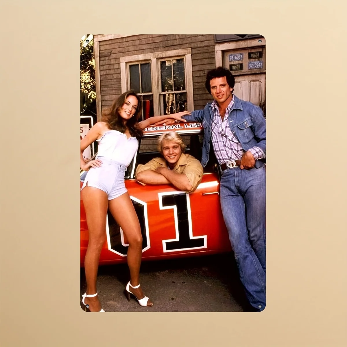 [] Vintage Duke of Hazzard Metal Sign -  Retro Wall Decor with Classic Car,Characters Easy Hang for Home, Garage, Bar, Dorm