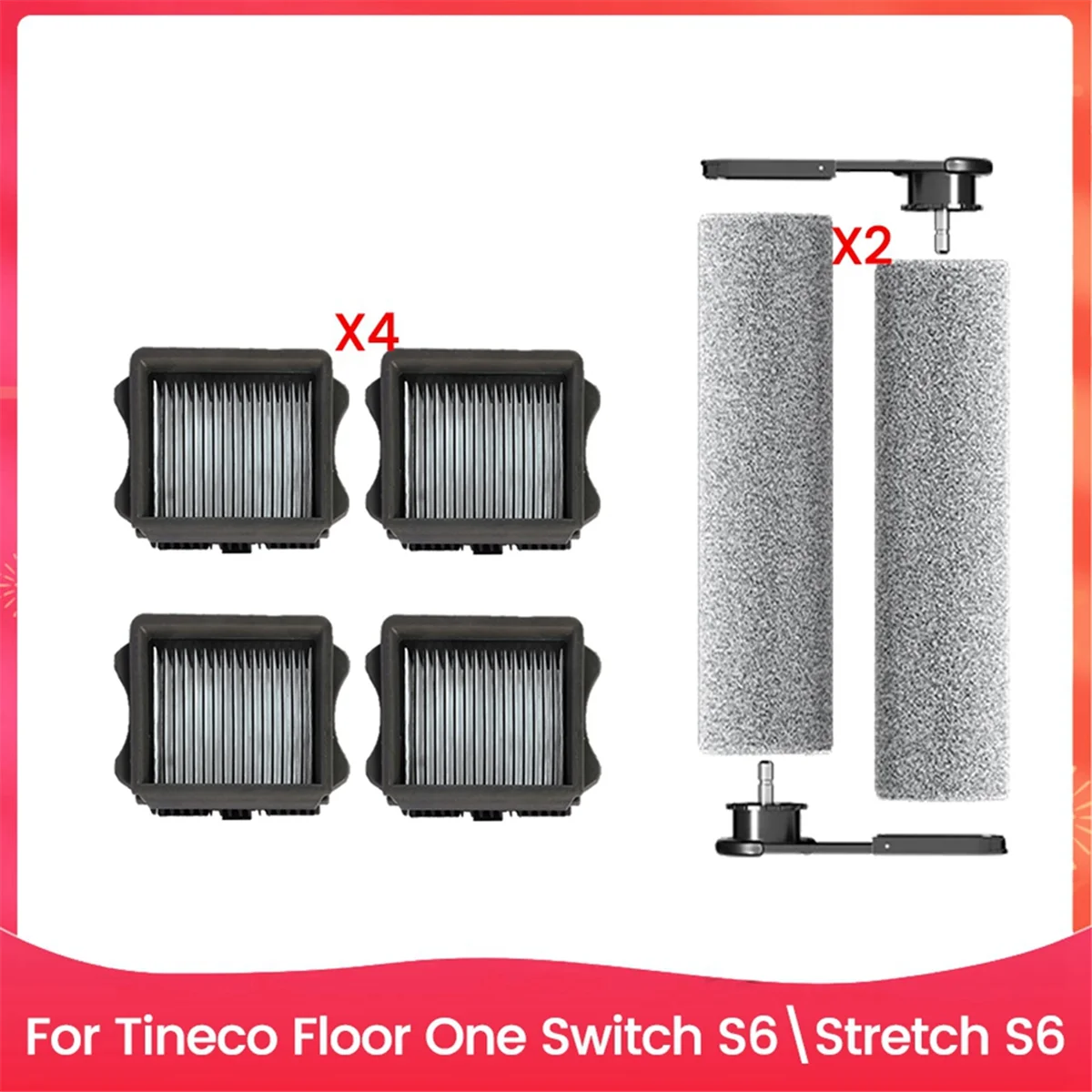 For Tineco Floor One Switch S6/Stretch S6 Parts Wet Dry Vacuum Cleaner Consumable Roller Brush HEPA Filters Accessories