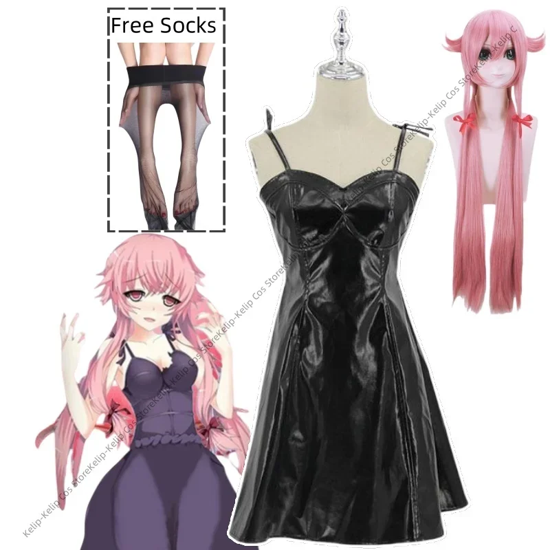 Disfraz Unisex Anime Cos Mirai Nikki Gasai Yuno Cosplay Costumes Halloween Christmas Party Uniform Suits vestidos kleid dress up