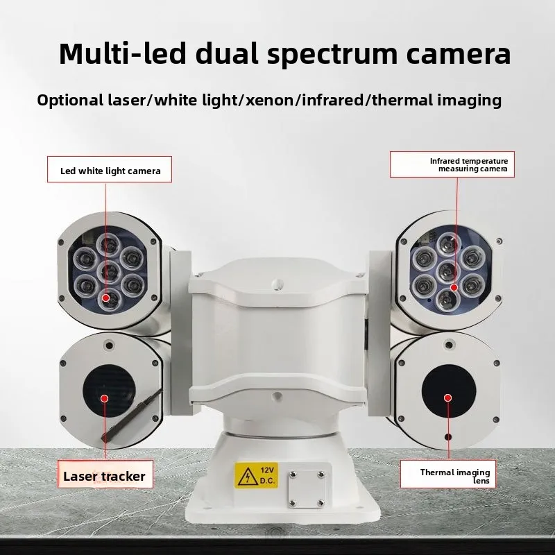 Multi-Spectral Quad-Sensor PTZ Camera for Robotic Patrol & Vehicle – IR Night Vision & Laser, IP66 Outdoor