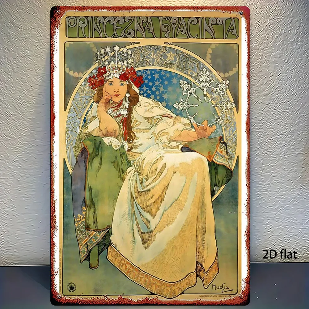 CIFBUY Art Nouveau Alphonse Mucha Style Aluminum Wall Art Waterproof Durable Metal Sign For Bar Bedroom Restaurant Home Decor Gi