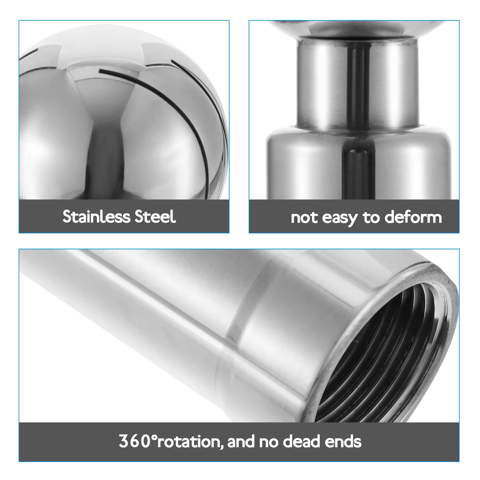 1 قطعة 360 درجة كرة رش دوارة قسط الفولاذ المقاوم للصدأ لغسل الخزان مقاومة للحرارة العالية سطح أملس لا نتوءات سهلة