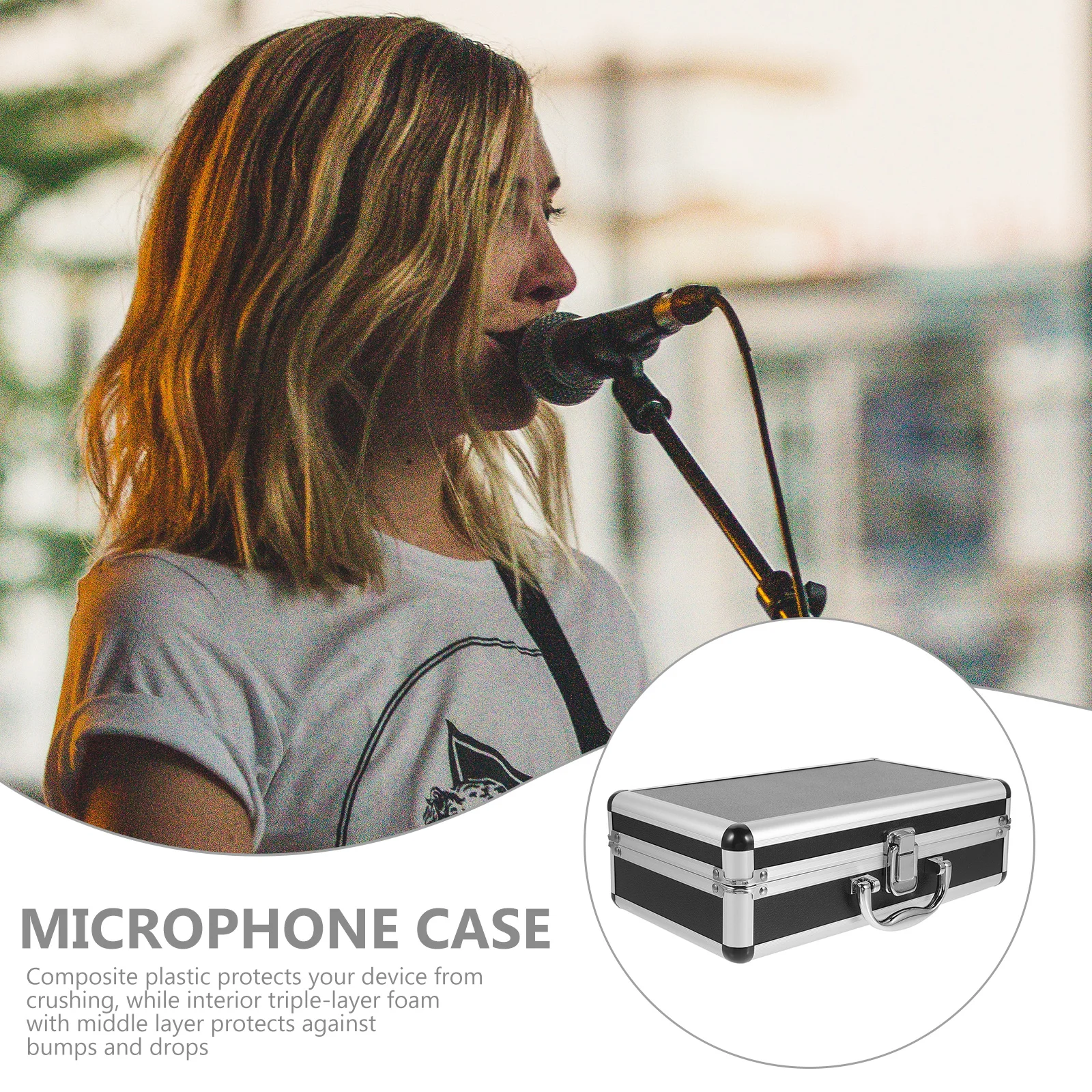 

Microphone Storage Case with Handle Portable Mic Case for Handheld Mics Receivers Transmitters Lavaliers Audio Cables