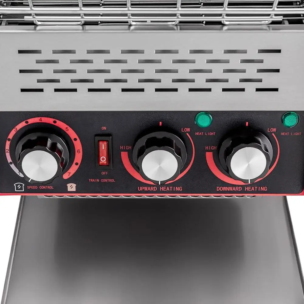 상업용 컨베이어 토스터 시간당 450개 조각 조절 가능한 온도와 속도를 갖춘 2600W 헤비 듀티 스테인레스 스틸 토스터