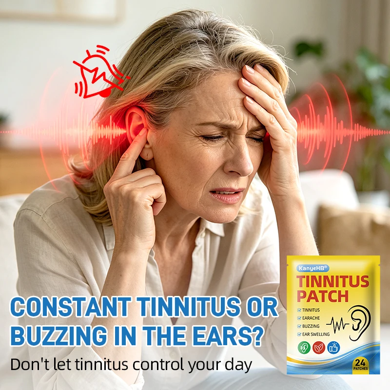 24pcs=1bag Tinnitus Relief Patches Ear Buzzing Sound Earache Medical Tinnitus Acupoint Plaster Hearing Loss Ears Healthcare W063