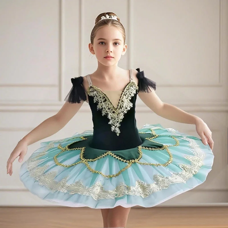 Kids Ballroom Clothing Sequined Flower Tutus Ballet Dress For Girl Modern Dance Tutu Dress Girls Ballet Princess Dress