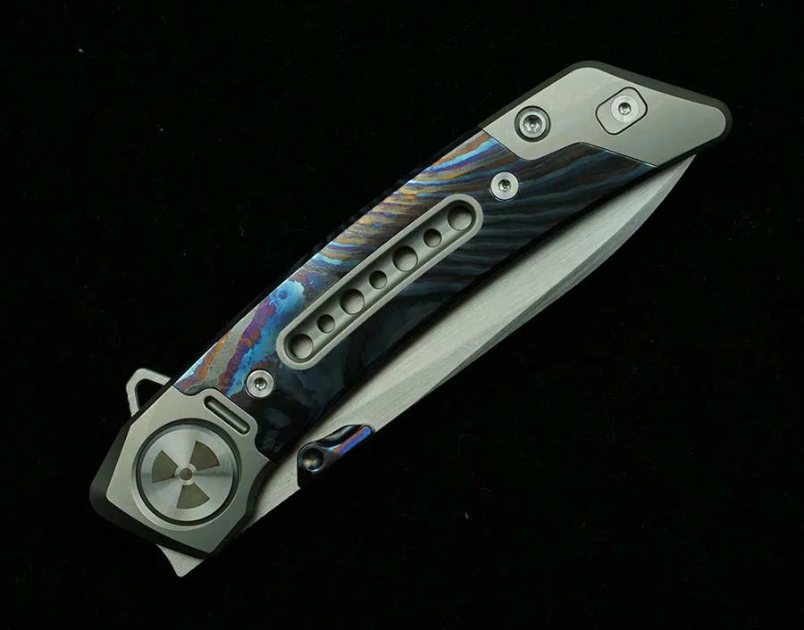 LEMIFSHE cuchillo plegable M390 titanio y fibra de carbono aire libre - imagen 5