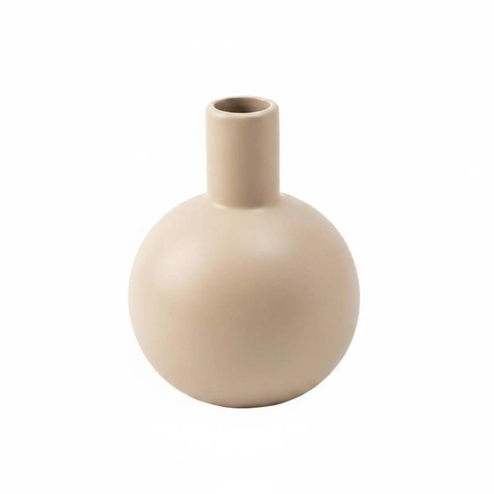 Minimal Ceramic Round Body Vase Narrow Neck Geometric Display Item for Bedside