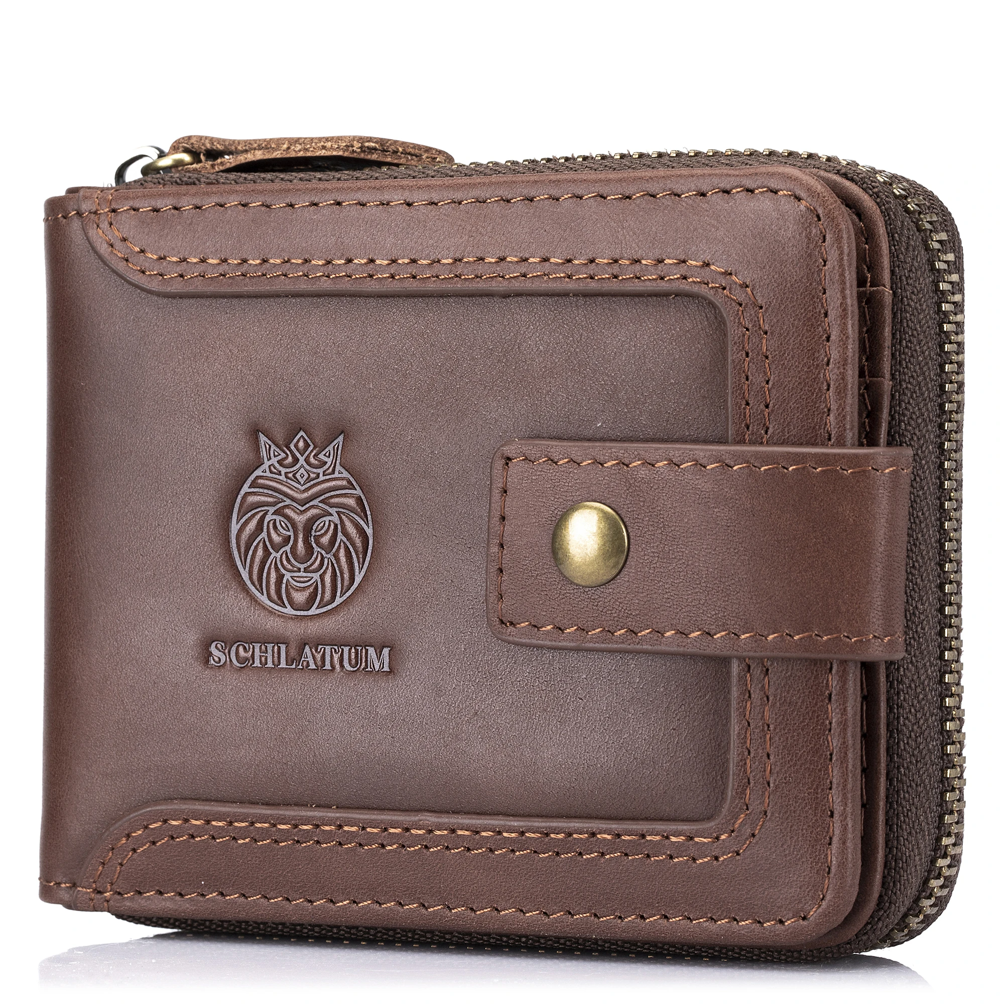 2026 Zipper New Vintage Wallet for Men Genuine Leather Men's Wallets RFID Blocking Large Capacity Credit Card with Coin Pocket
