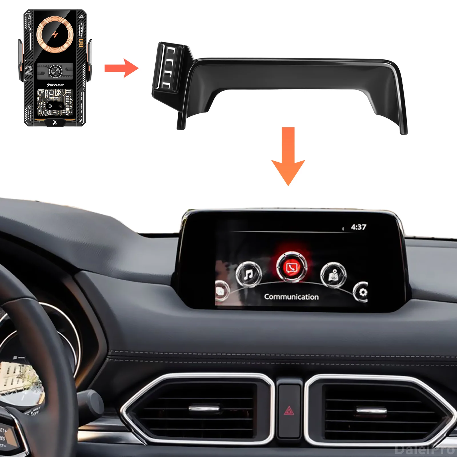 For Mazda CX-5 CX5 KF 2017 2018 2019 2020 Smart Phone Holder, Screen Fixed Base, OEM Clip-On Design 2-in-1 Holder & Base Kit