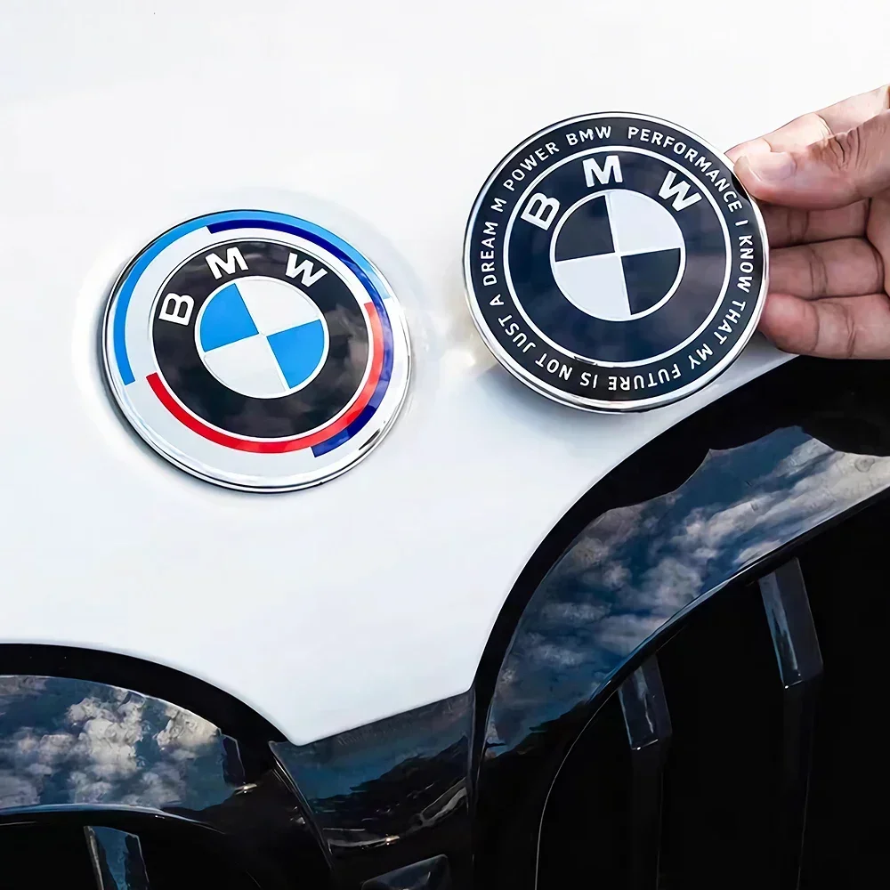 82mm 74mm emblem logo  50th anniversary front/rear badges hood trun for  BMW E36 f20 E91 E90 E87 X5 E53 f30 E34 M1 M2 M3