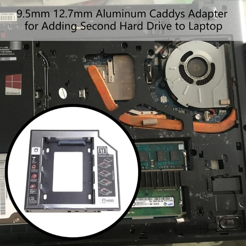 SSD HDDS Caddys 12,7 mm Aluminio 2 ° disco rigido Adattatore Caddys Case per laptop