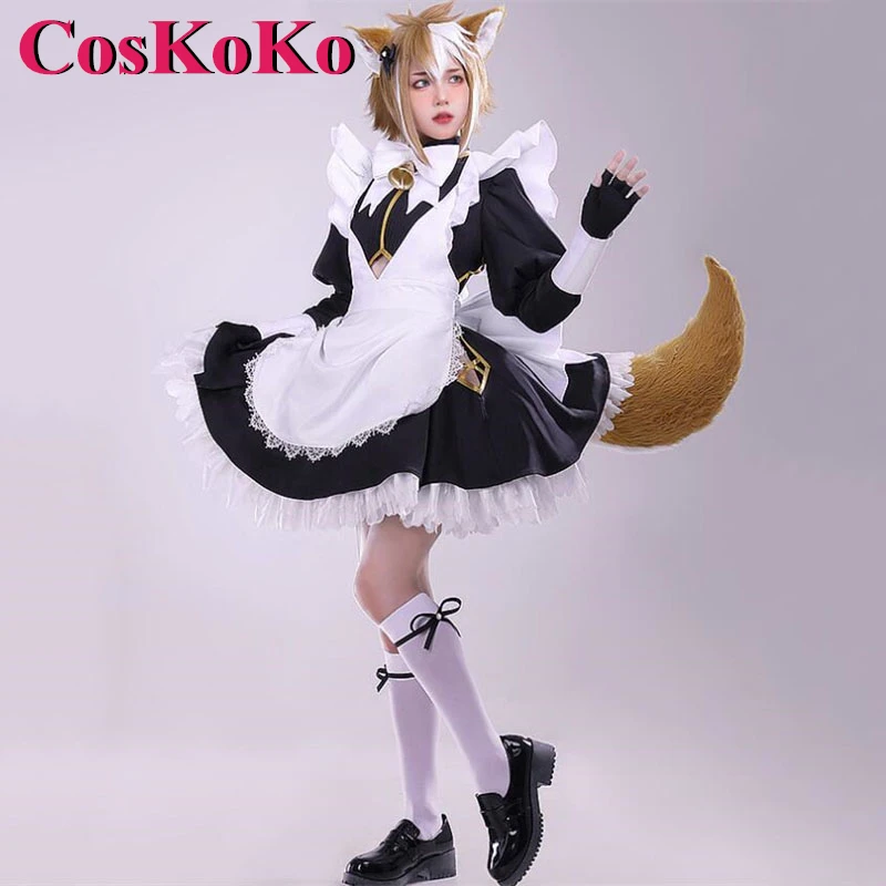 CosKoKo Gorou Cosplay Anime Game Genshin Impact Costume Gorgeous Sweet Maid Dress Women Halloween Party Role Play Clothing S-XL