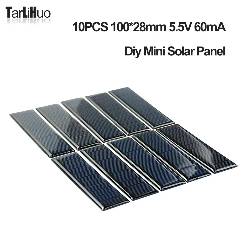 Diy Solar Panels 5V 70mA 100*28mm Monocrystalline Silicon Mini Solar Cells Generation for Battery Phone Chargers Camp Lawn Lamp