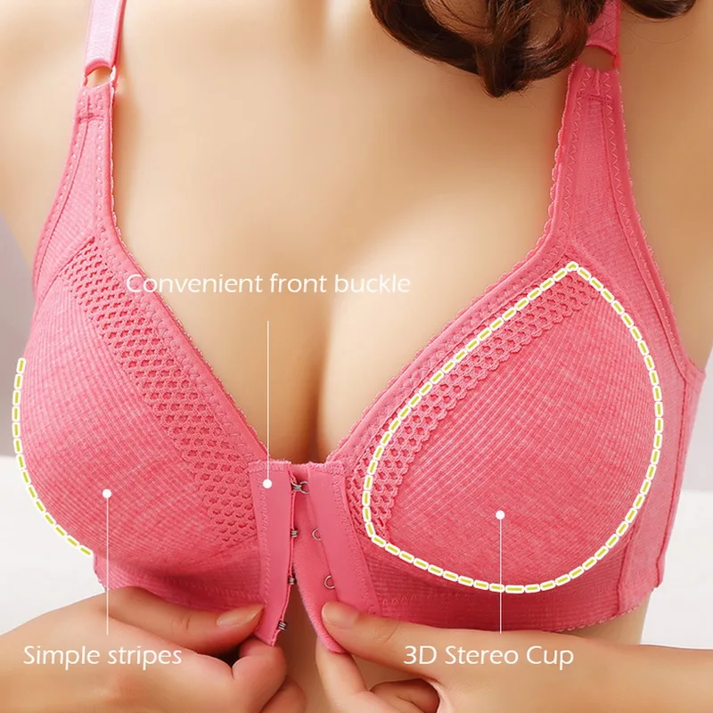 

Large Size Thin No Steel Ring Front Button Bra Gathers Anti-sagging Breasts Women's Underwear Sexy Bras for Women Sports Bra