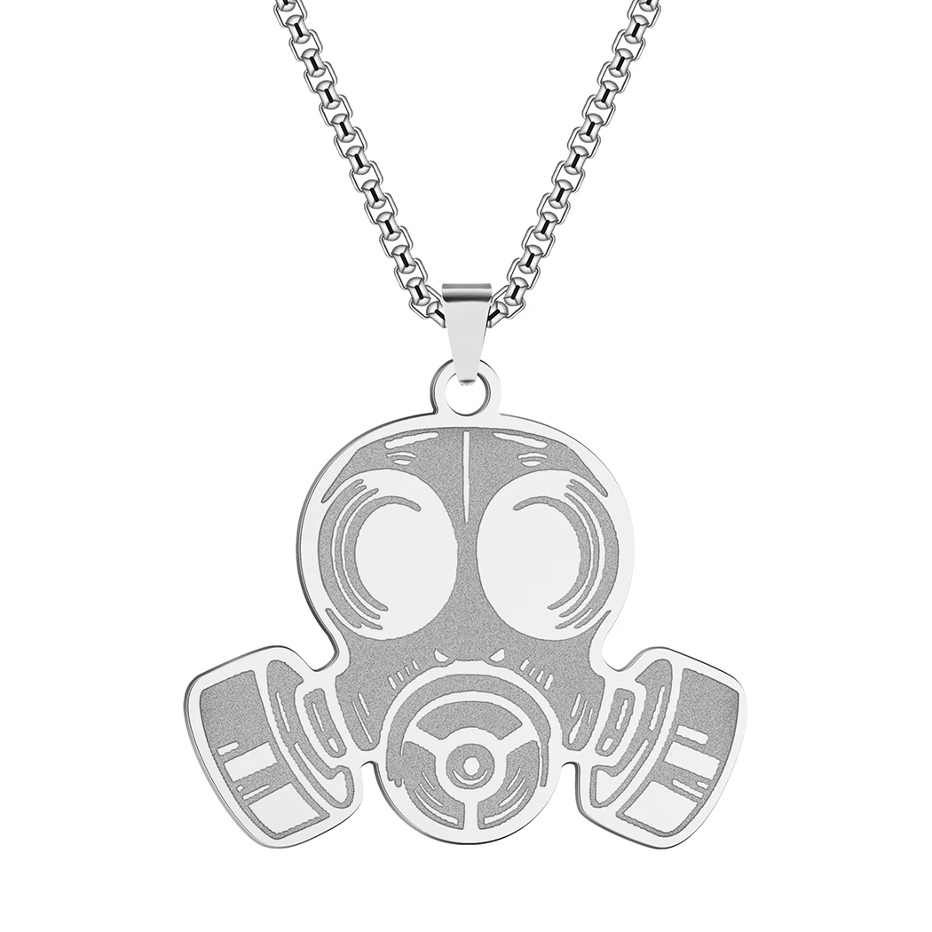 Stainless Steel Gas Mask Pendant Necklace Vintage Men Jewelry Protective Masks Symbol Punk Male Necklace