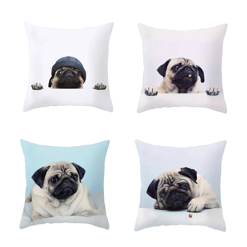 

Cute Cartoon Dog Cushion Cover Creative Pug Dog Decorative Pillowcase Home Sofa Car Bulldog Pillow Case Cushion Cover