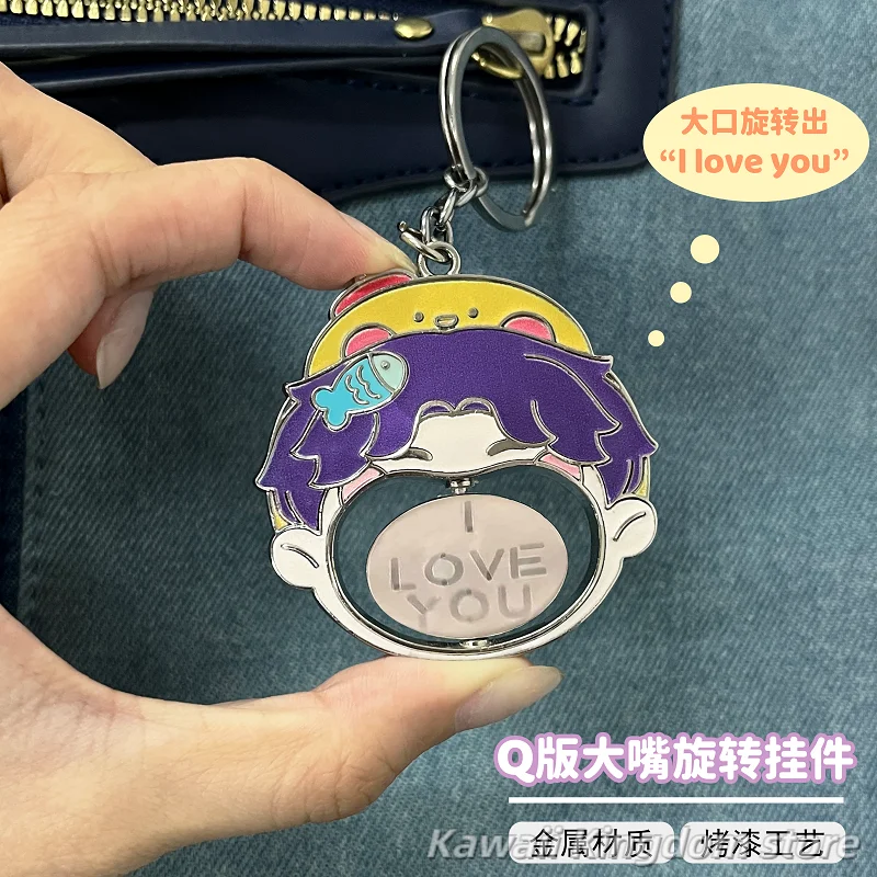 Love and Deepspace Rafayel Zayne Xavier Sylus Caleb Anime Cosplay Metal Q-version Rotate Pendant Big Mouth Spinning Out Jewelry