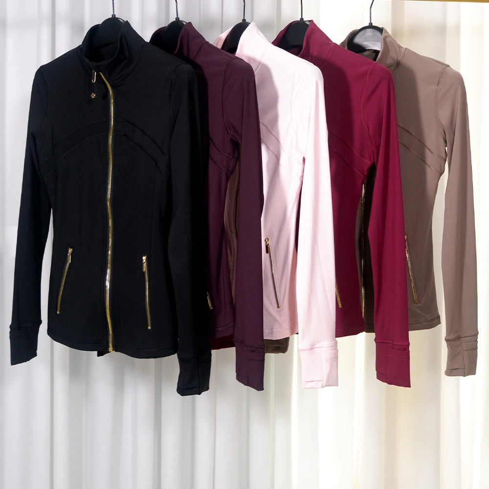 Gold zipper jacket, fitness yoga wear, limited edition outerwear, sports running, 2026 style, thin style
