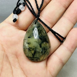 Natural Green Gemstone Grape Stone Black Tourmaline Pendant Water Drop Form Home Room Decoration Gift DIY Hand-punched