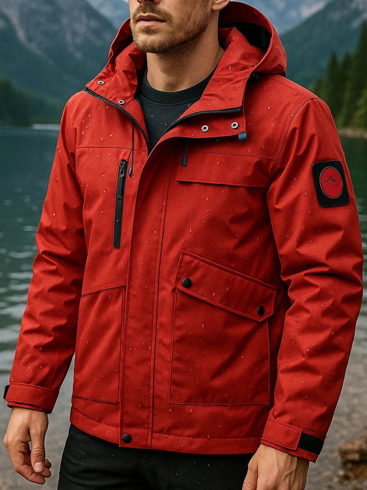 Men's Lightweight Waterproof Rain Jacket Autumn Shell Hooded Outdoor Raincoat Hiking Camping Windbreake Jacket