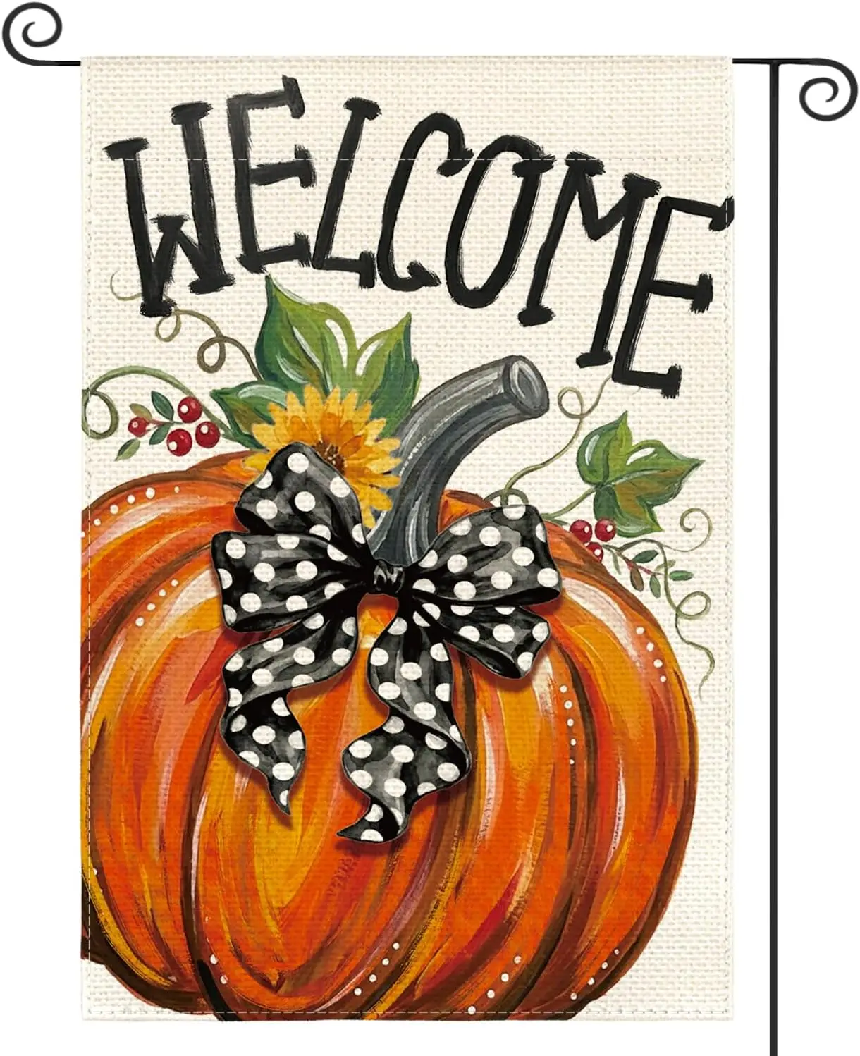 AVOIN colorlife Polka Dot Bow Pumpkin Fall Garden Flag 12x18 Inch Outside yyi