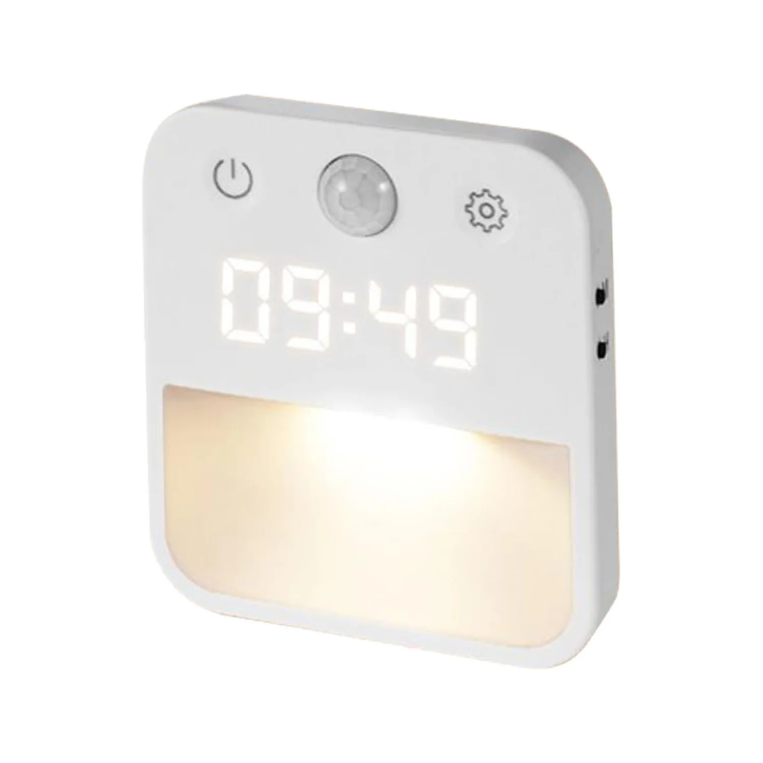Motion Activated Night Light Illuminating Fixture with Clock Display with Built-in Clock Display Dimmable Hallway Light