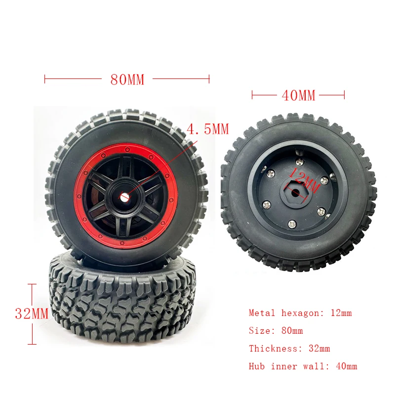 1/14 1/16 RC Off-road Car Tires 12mm Hex for JJRC C8805 Q130 SCY 16101 MJX 14301 14302 Wltoys14001 HBX 2105A 16889 Upgrade Parts