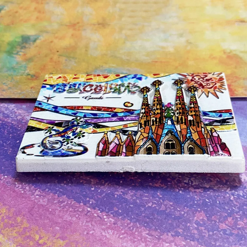 Sagrada Familia Cathedral in Barcelona Tourist souvenirs Mosaic 3D stereo fridge magnets Home decor items Collection crafts