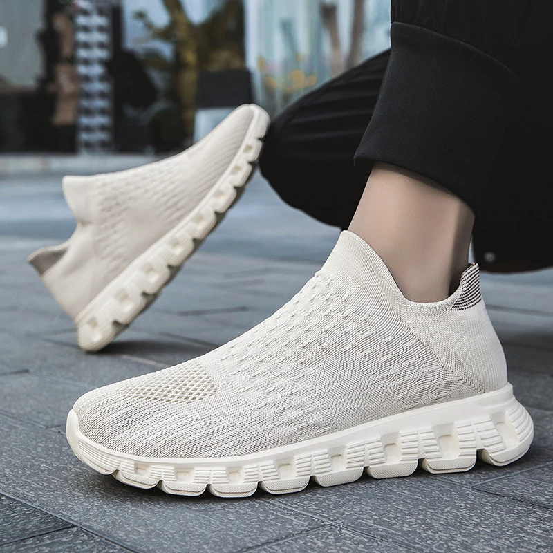 2024 New Men\'s Spring Casual Sneaker Breathable Ultralight Slip On Shoes Mesh Sock Mouth Jogging Athletic Damping Women sneakers