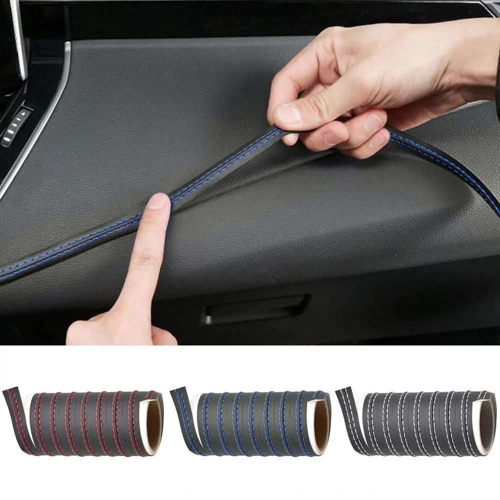 

1Pc Universal 2m Car Mouldings Trim Pu Leather Braid Decorative Line Strip For Door Dashboard Sticker Car Interior Accessories